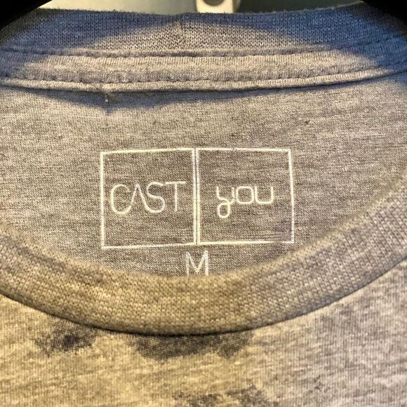 Cast you Brasil Gray Blue Ink Stain All Over Print Slim Fit T Shirt US M - Picture 4 of 4